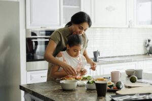 A mom-kid duo trying Freeze-Dried Beets recipe